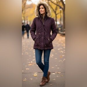 Snobbish Women's Utility Jacket with Fur Hood